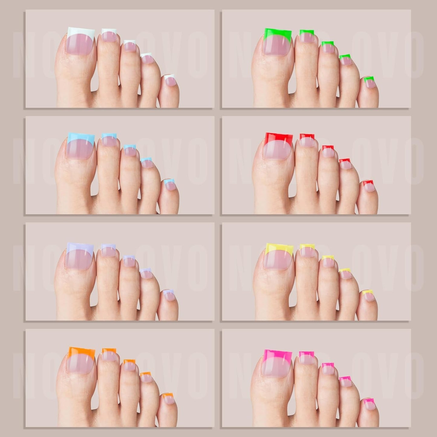 Sharp Square Toe Nail French Tips Mixed Color For Summer
