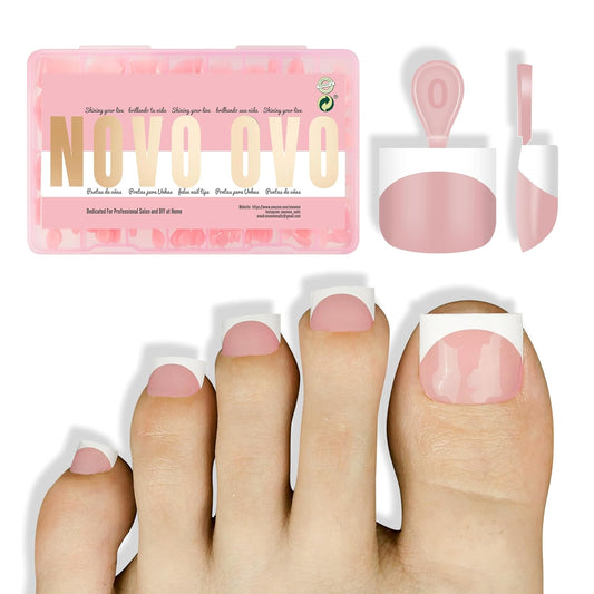 Extra Short Sharp Square Toe Nail Tips White French Tip Baby Pink