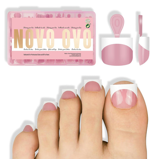 Extra Short Sharp Square Toe Nail Tips White French Tip Berry Pink