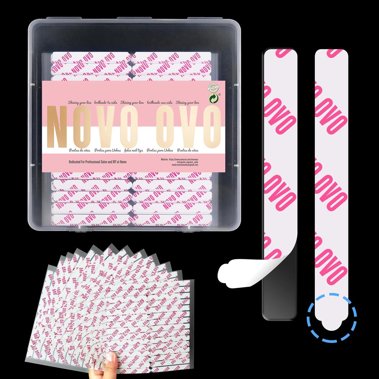 Easy Tear Transparent Double-Sided Nail Tape 360 Pc 12 Sheets