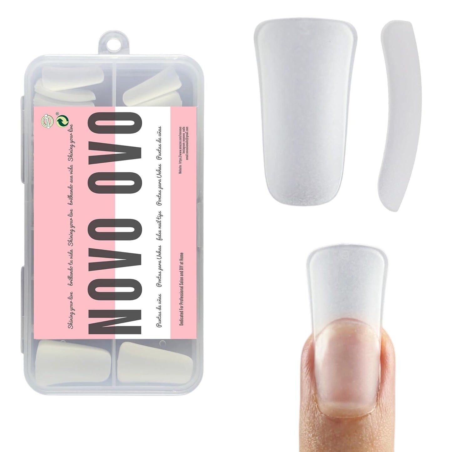 Long Duck Nail Tips Pre-Etched 12 Sizes 120 Pcs