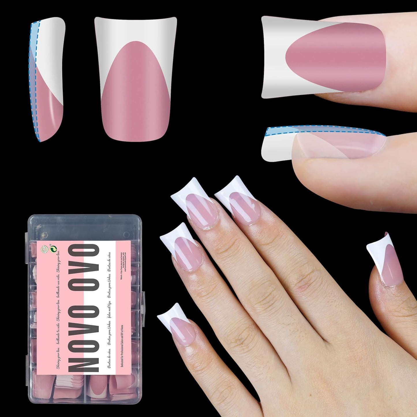 Duck Nails French Tip Berry Pink 12 Sizes 240 Pcs