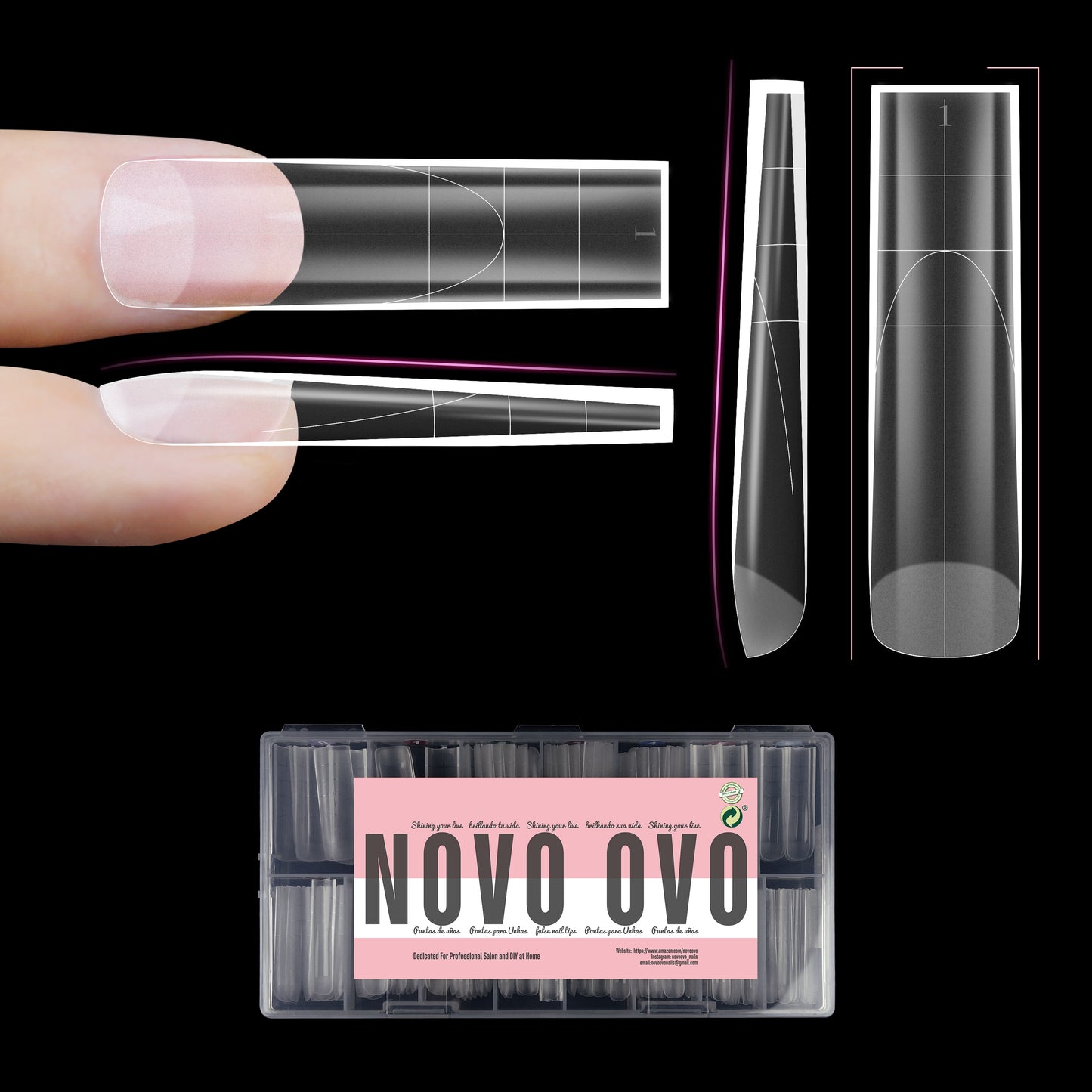 XXL Sharp Square Natural Nail Tips Extra Thick