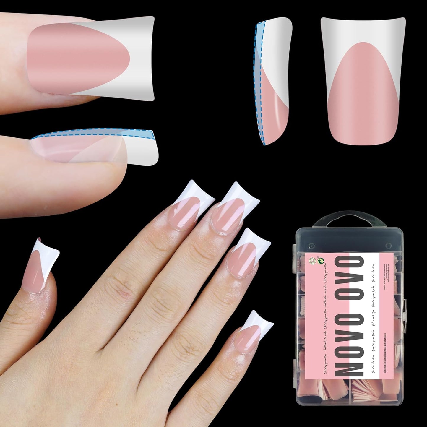 Duck Nails French Tip Baby Pink 12 Sizes 240 Pcs