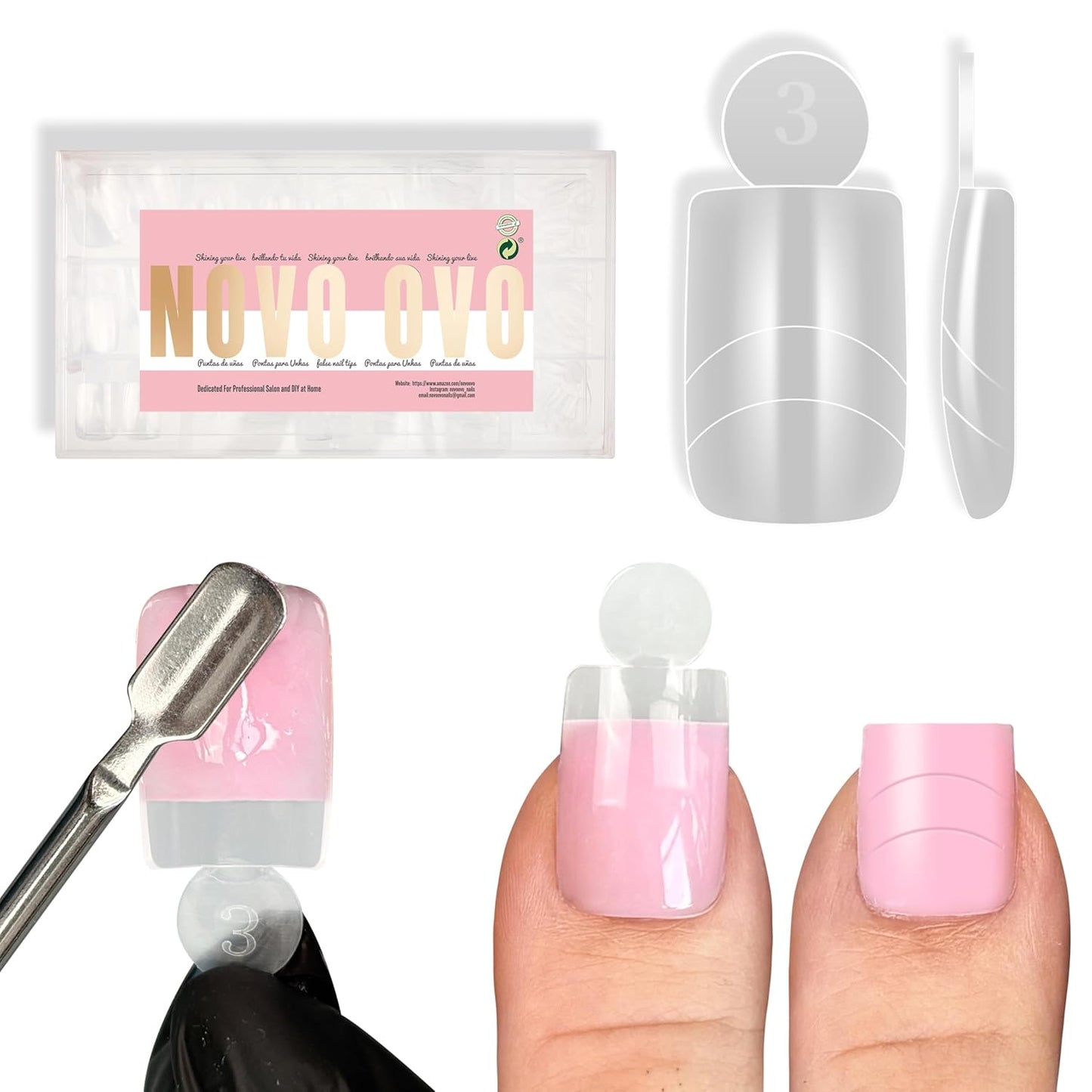 Toe Dual Nail Forms for Poly Gel with Inner French Tips Auxiliary Line