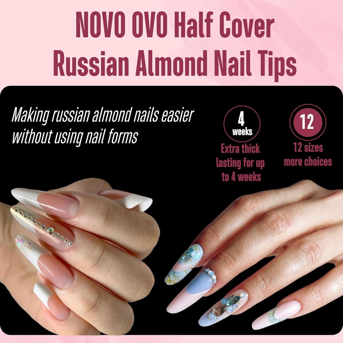 Russian Almond Oval Half Cover 12 Sizes 320 Pcs