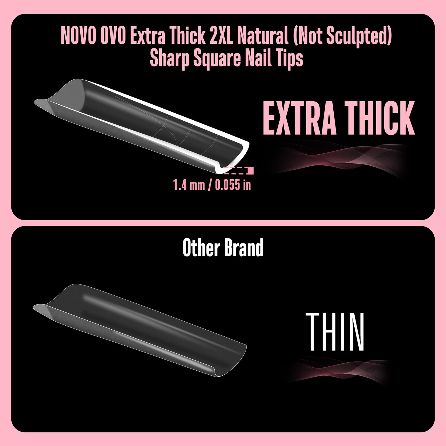 XXL Sharp Square Natural Nail Tips Extra Thick