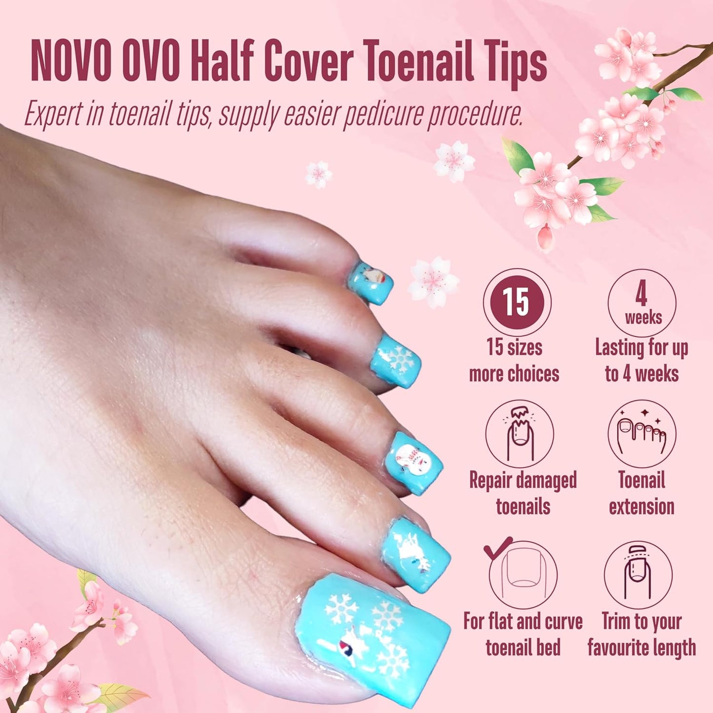 Square Toe Nail Tips Half Cover