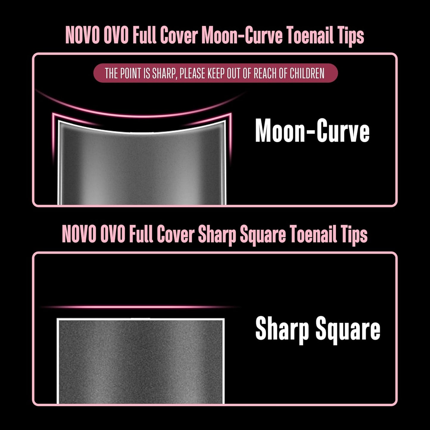 Halloween Short Sharp Square Toe Nail Tips with Moon Curve