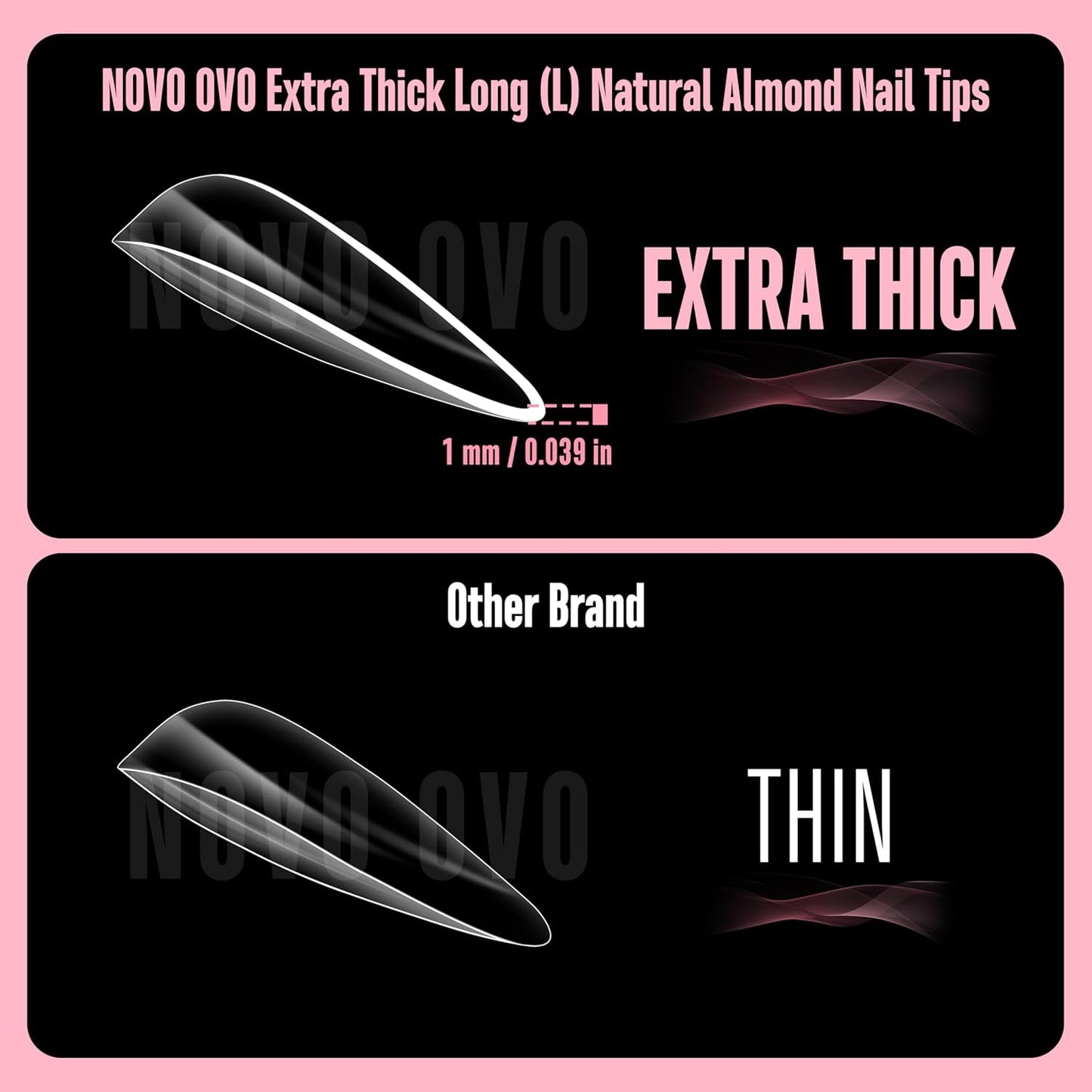 L Natural Thick Almond Nail Tips