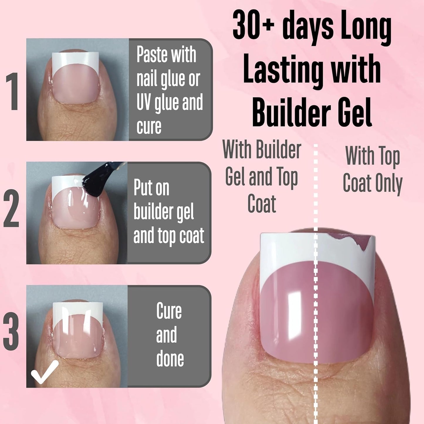 Sharp Square French Tip Toe Nail Tips BabyPink