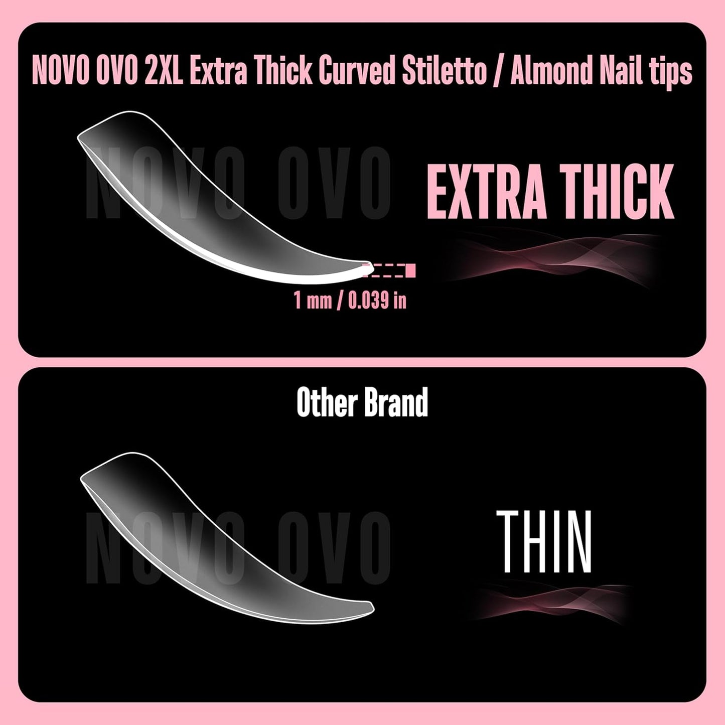 XXL Curved Stiletto Almond Nail Tips
