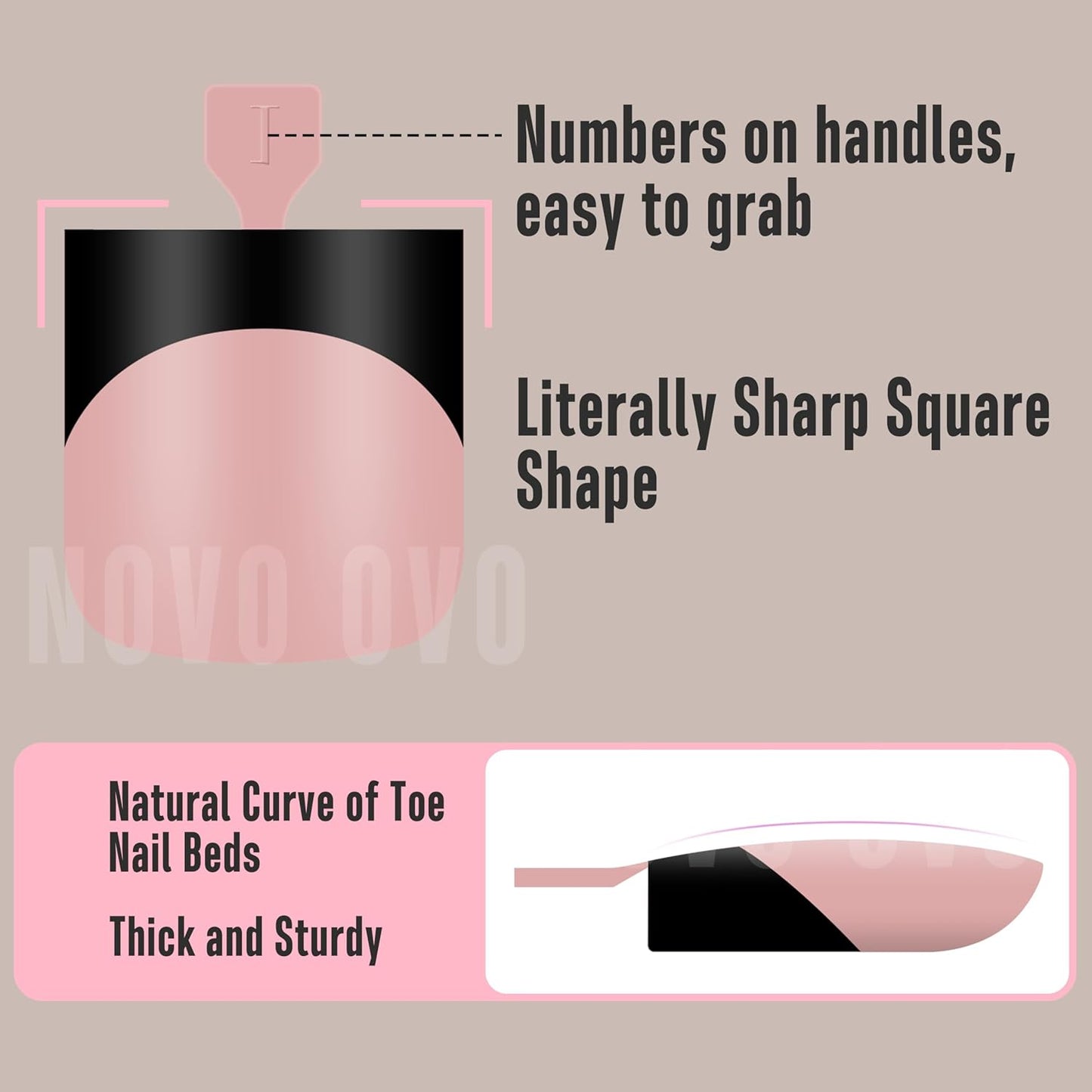 Halloween Black Sharp Square Toe Nail Black French Tips Baby Pink