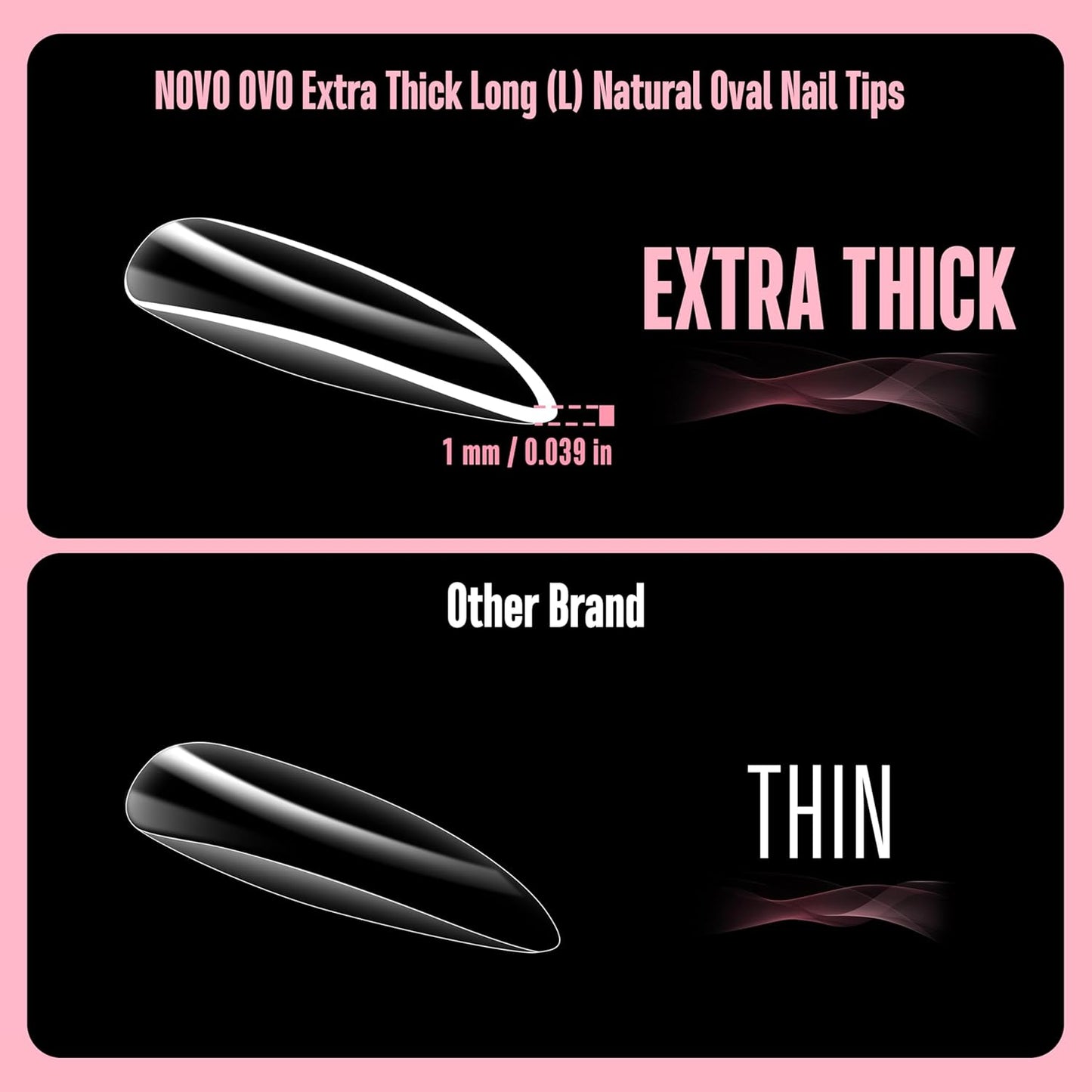 L Natural Thick Oval Nail Tips
