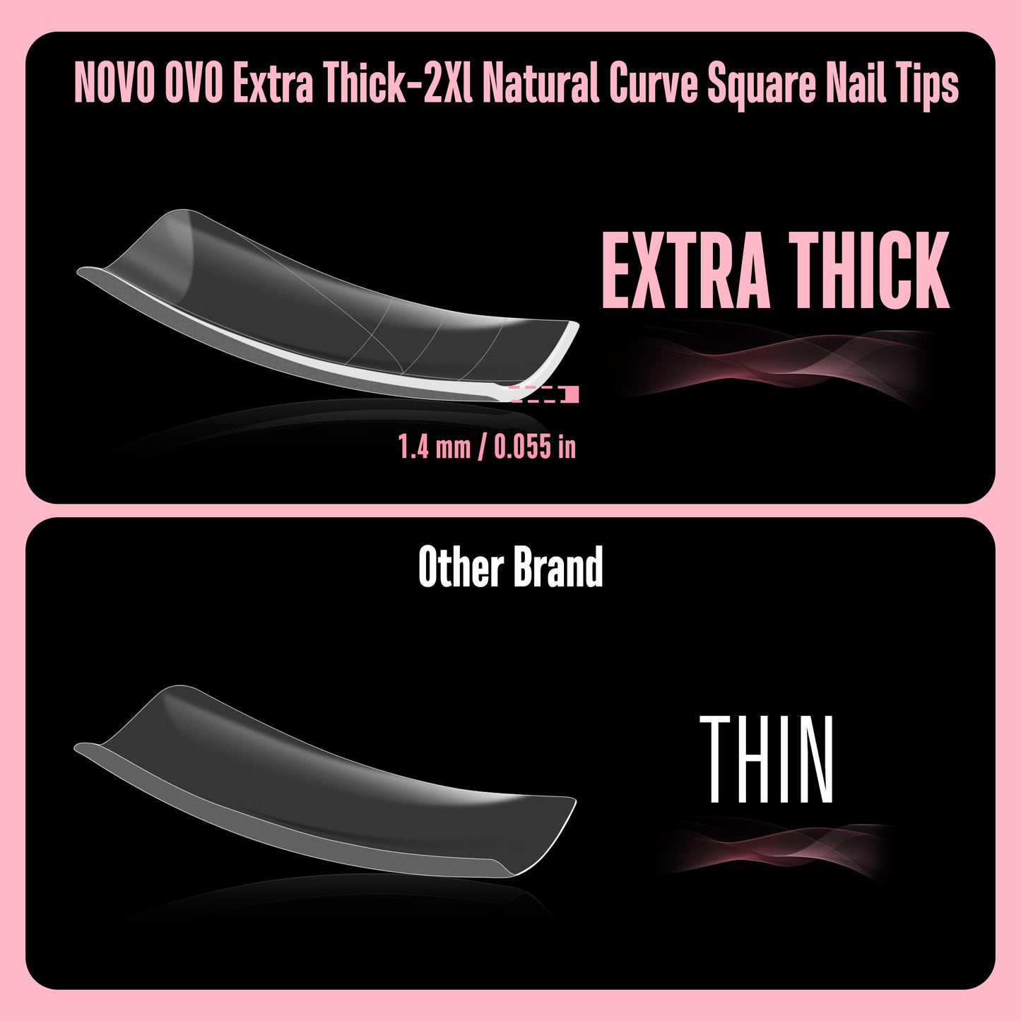 XXL Sharp Square Slightly Curved Nail Tips