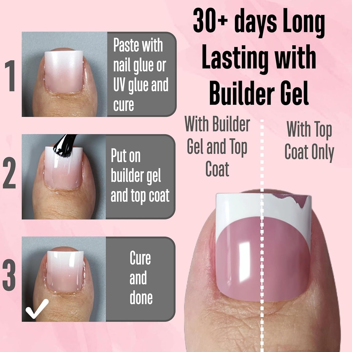 Sharp Square Toe Nail Tips Ombre Baby Pink