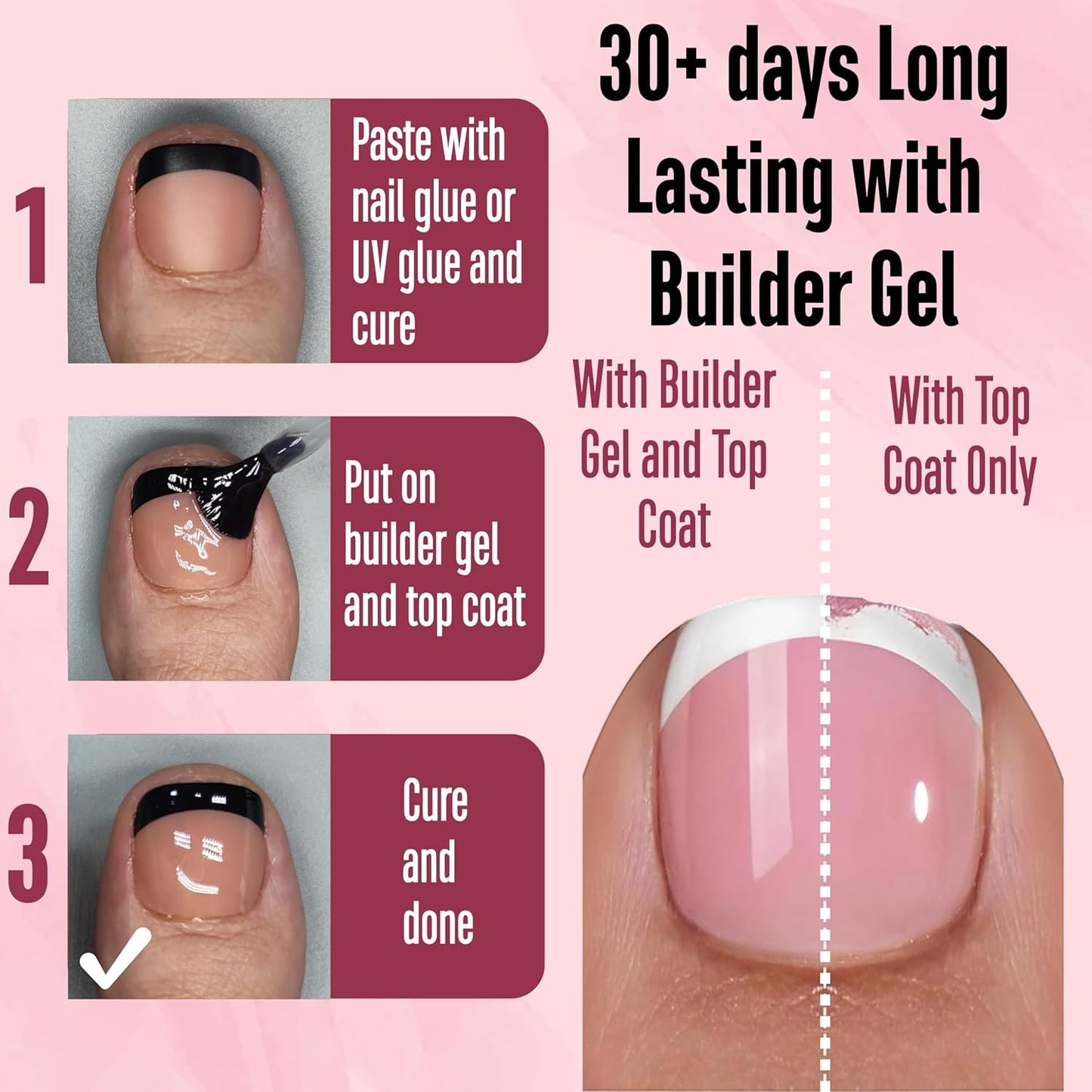 Halloween Black French Tip Toenails Orange Pink
