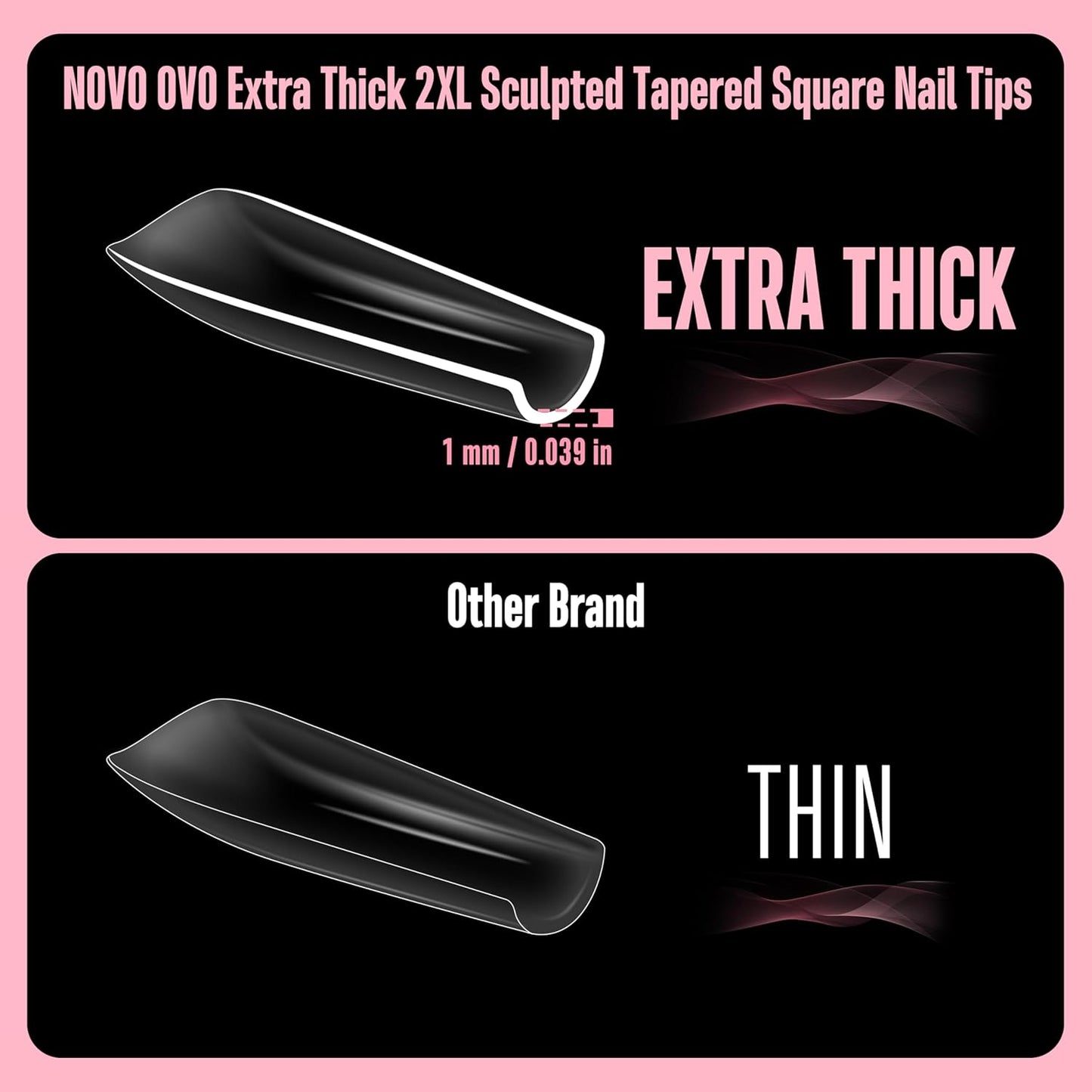 XXL Sculpted Thick Square Nail Tips