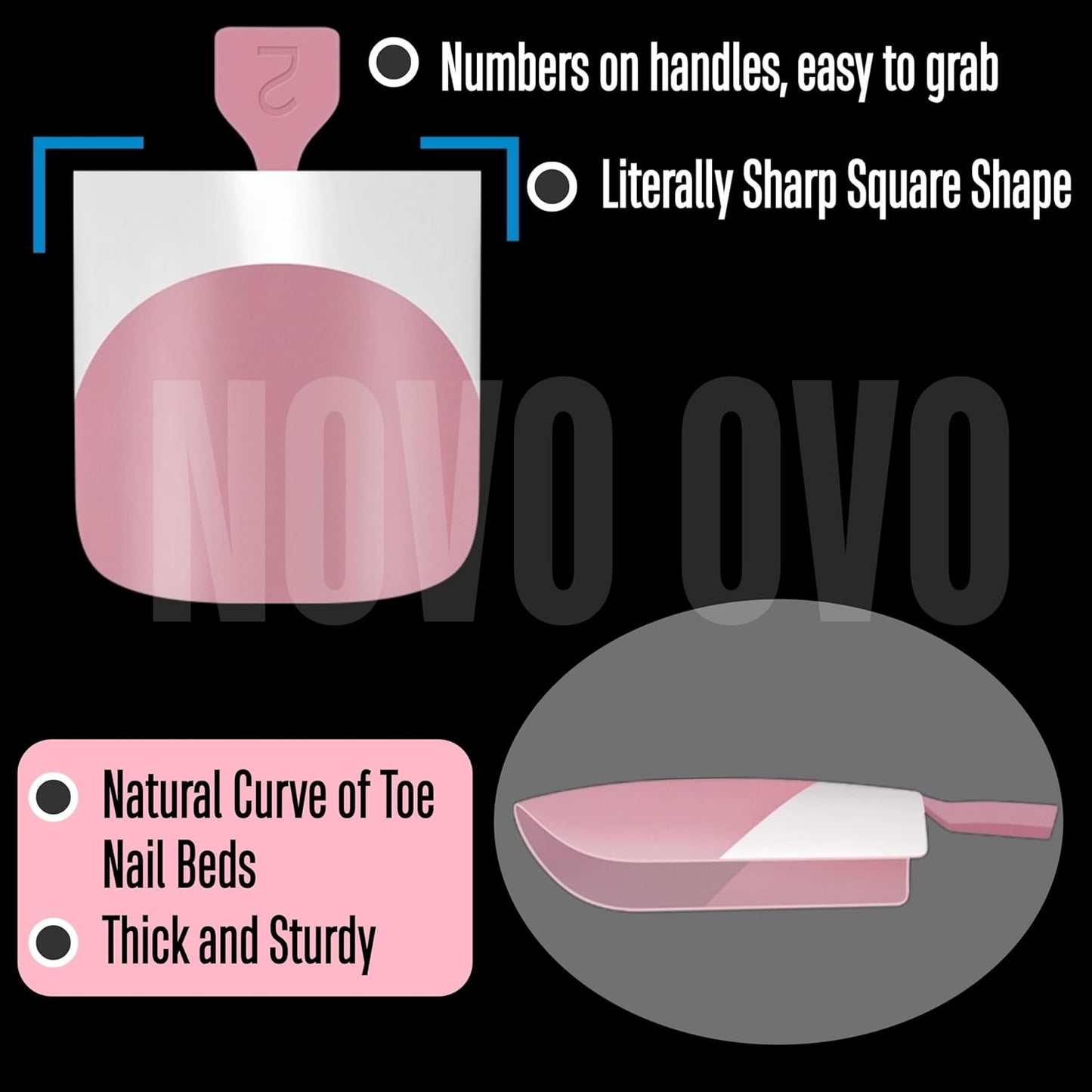 Sharp Square French Tip Toe Nail Tips Berry Pink