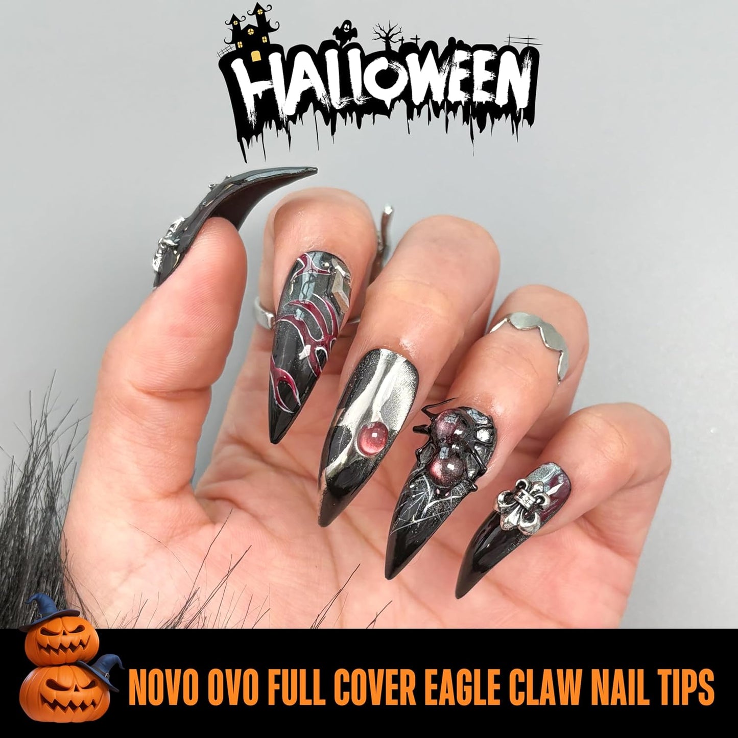 Halloween Curved Stiletto Medium Black