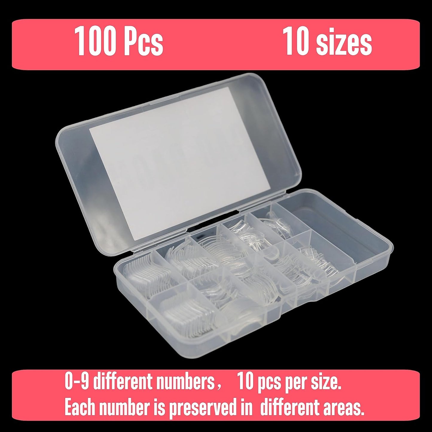 Square Claw Trasnparent Long In Small Box