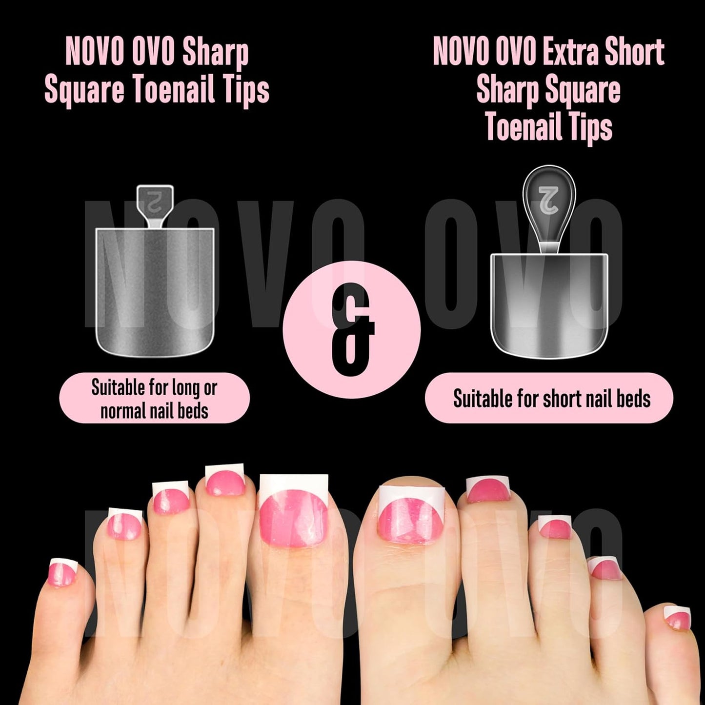 Short and Medium Sharp Square Toe Nail Tips Combo