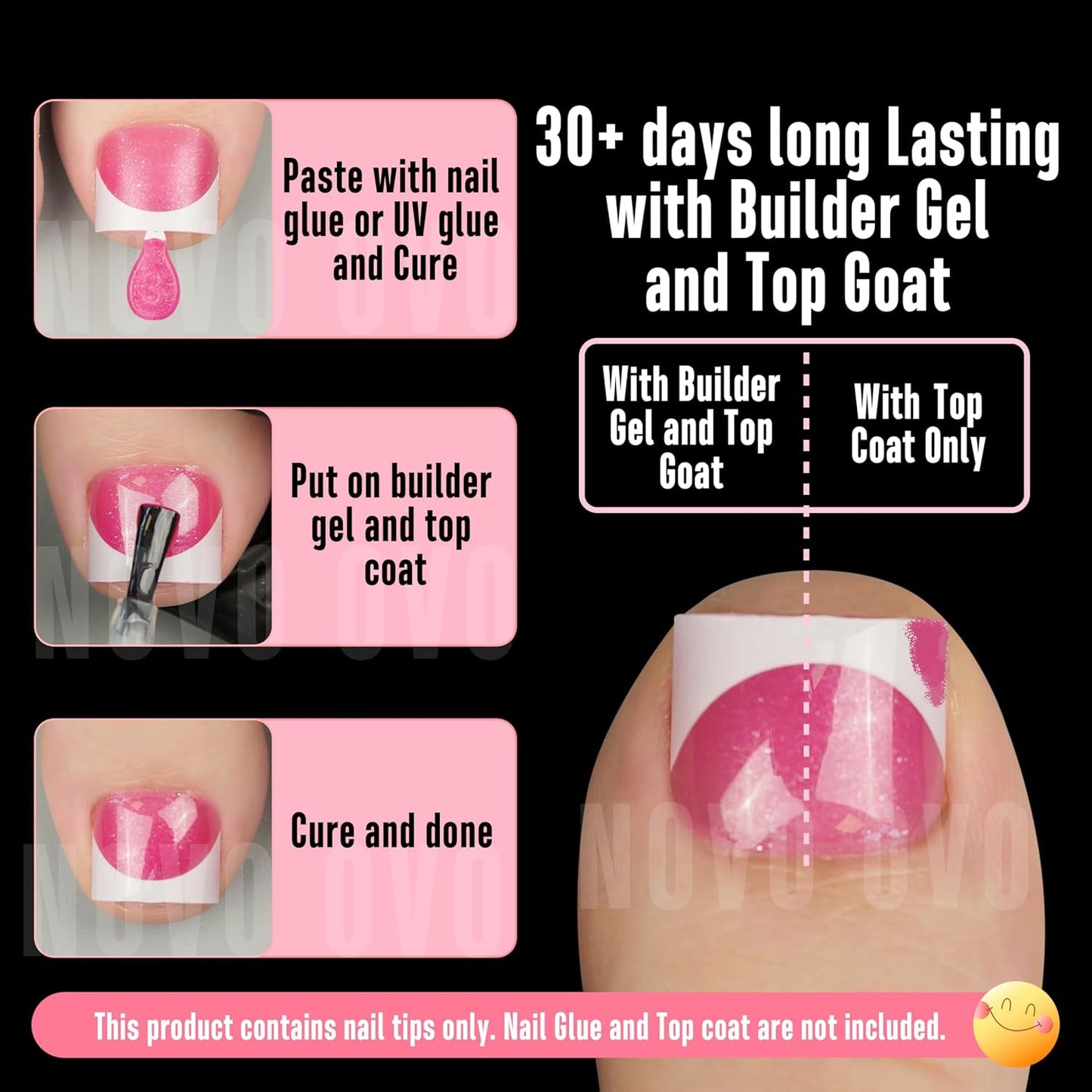 Extra Short Sharp Square Toe Nail Tips White French Tip Rose Pink