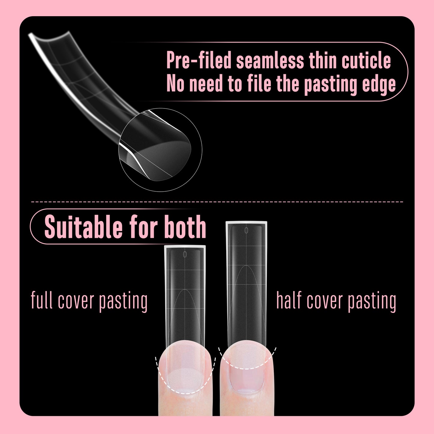 XXL Sharp Square Slightly Curved Nail Tips