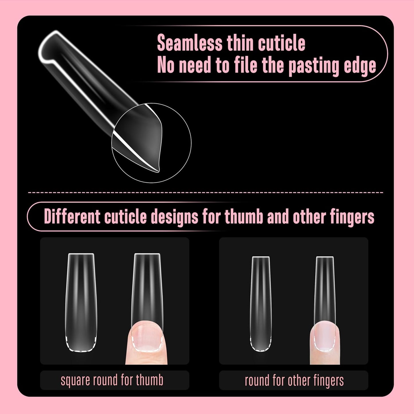 XXL Sculpted Thick Square Nail Tips