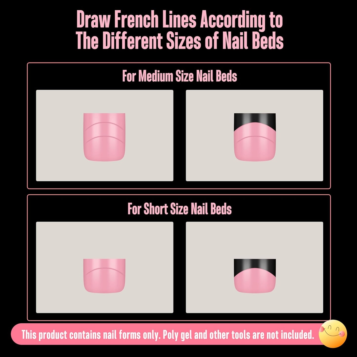 Toe Dual Nail Forms for Poly Gel with Inner French Tips Auxiliary Line