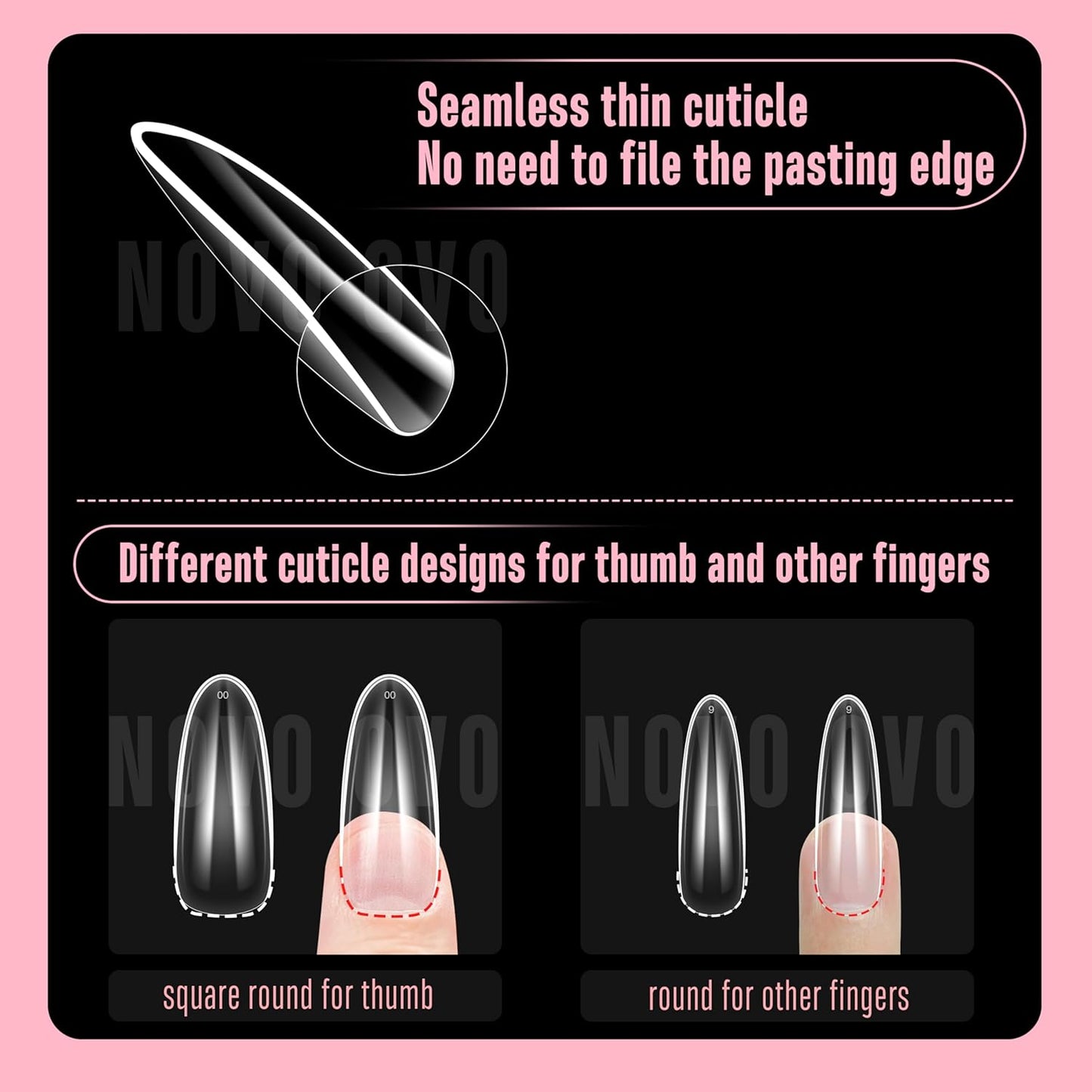 L Natural Thick Oval Nail Tips