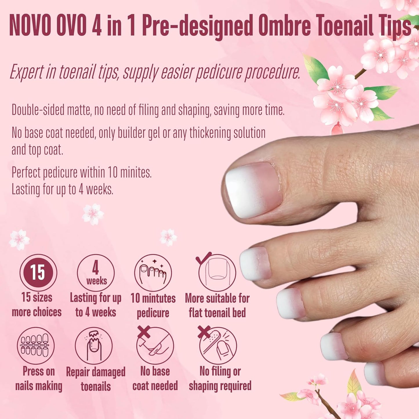 French Tip Toenails Berry Ombre