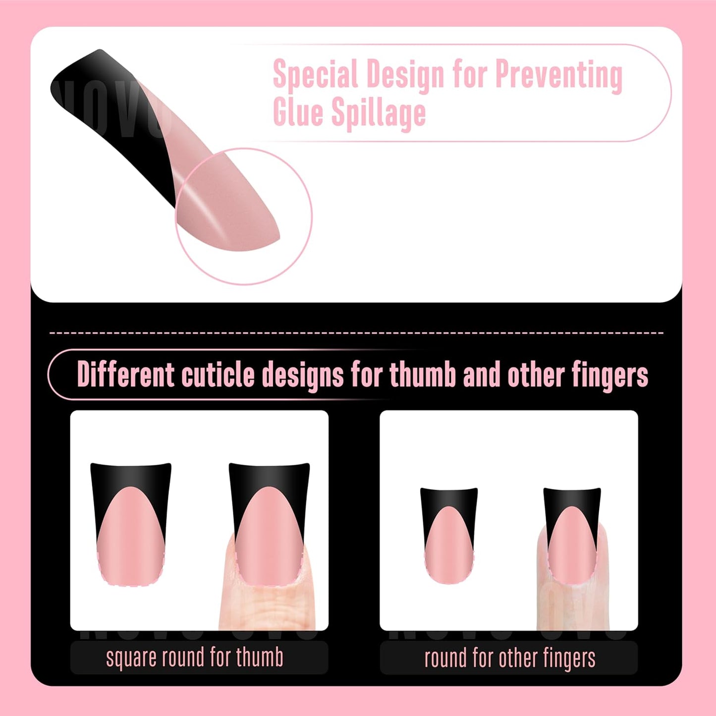 Halloween Black Duck Nails Black French Tip Baby Pink