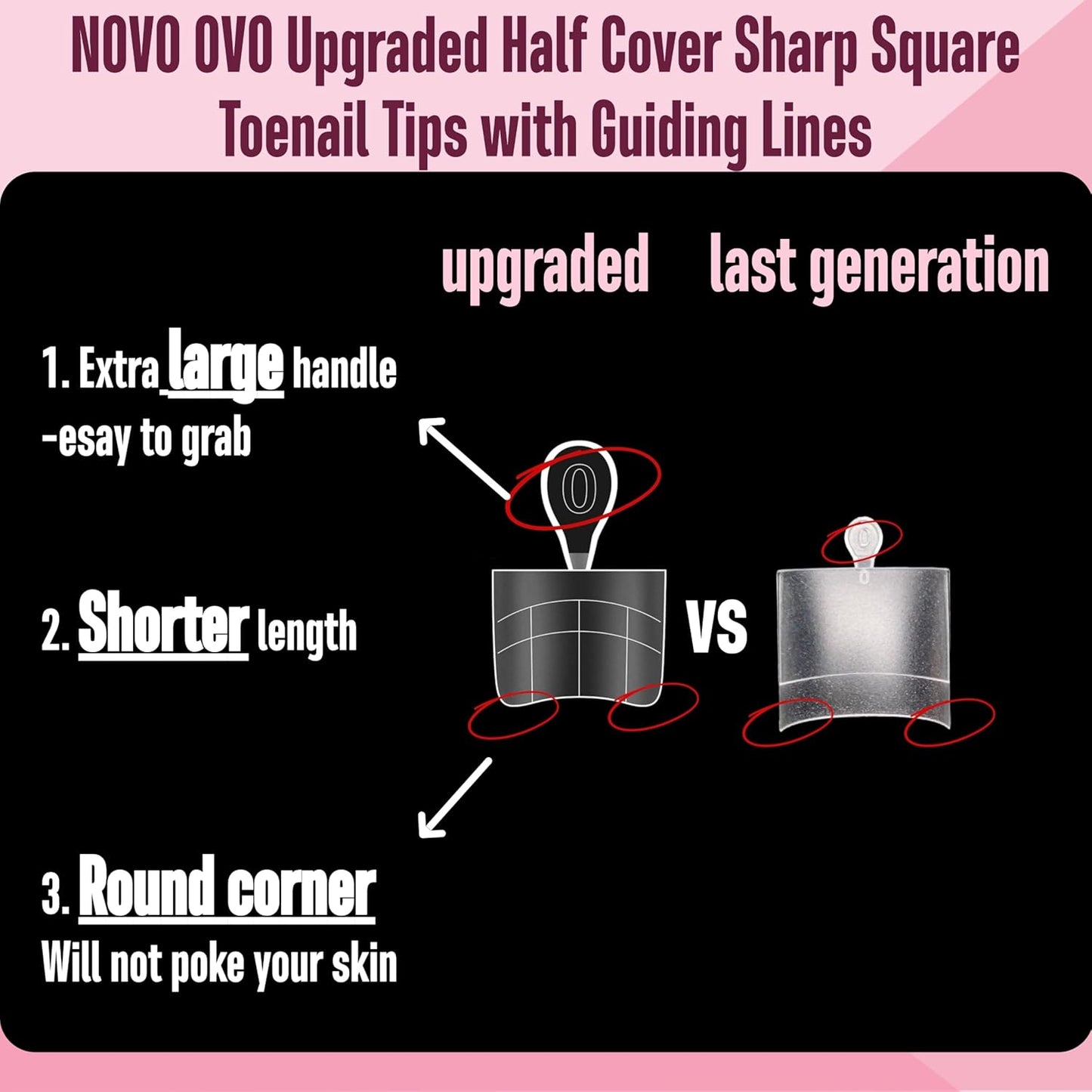 Square Toe Nail Tips Half Cover Meidum