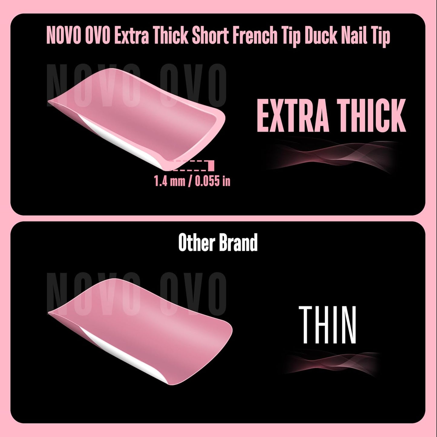 Duck Nails French Tip Berry Pink 12 Sizes 240 Pcs