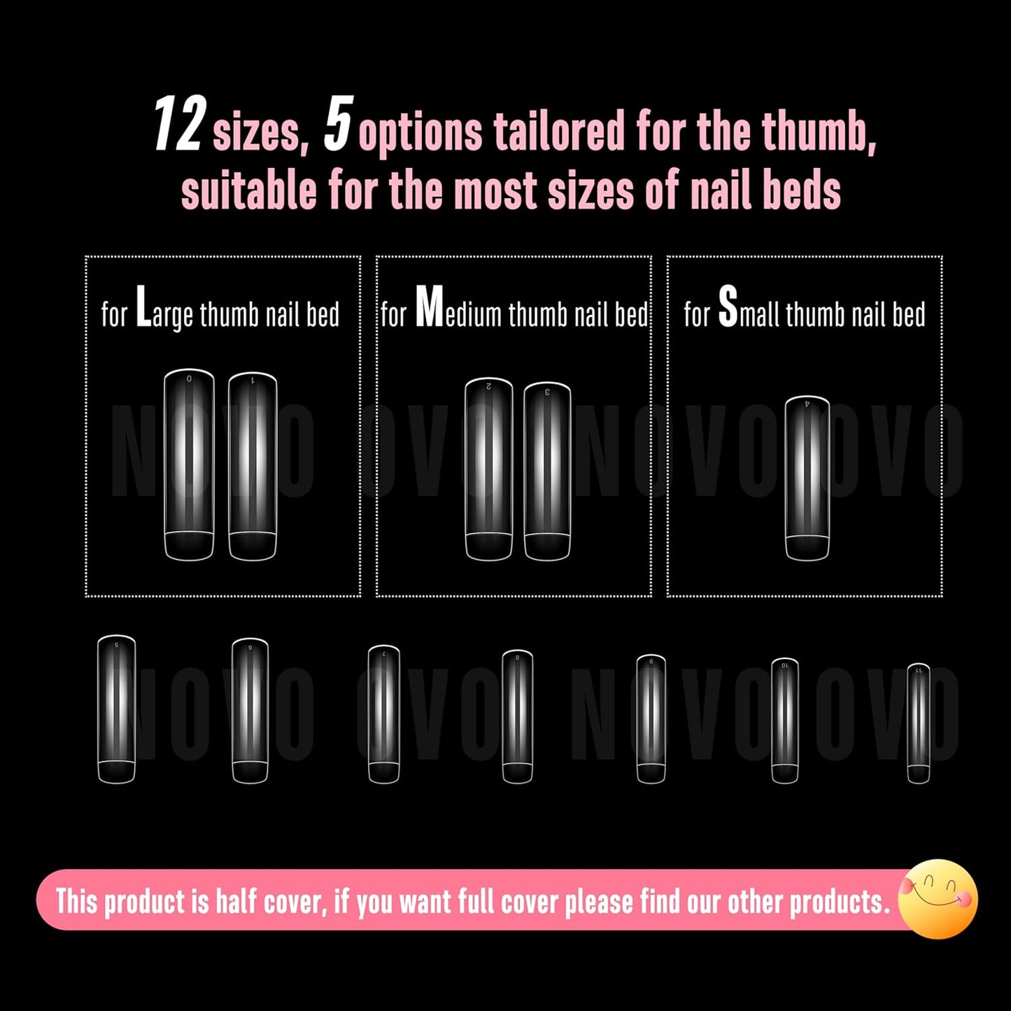 XXL Half Cover Curved Square Nail Tips