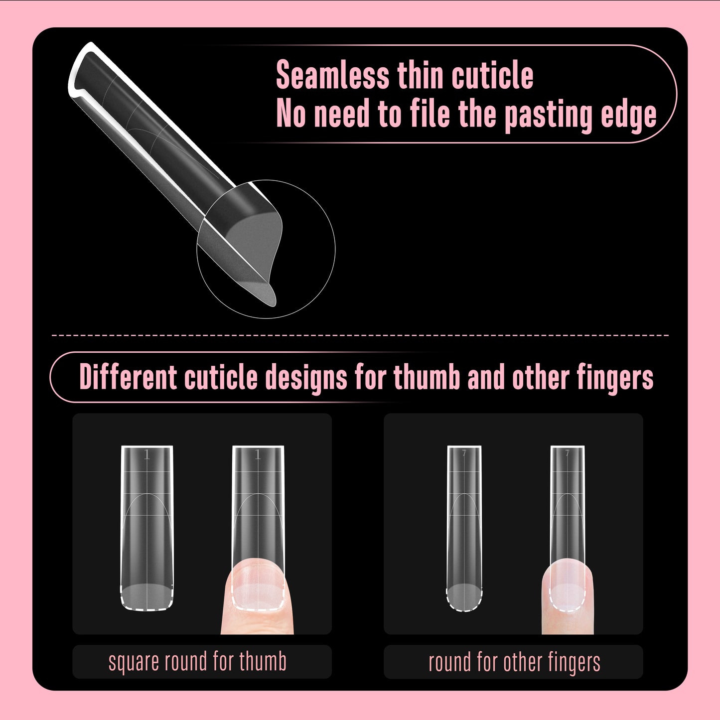 XXL Sharp Square Natural Nail Tips Extra Thick