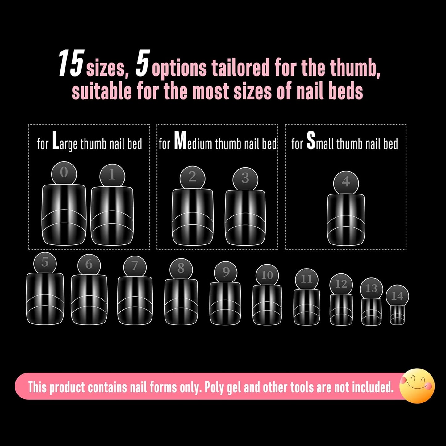 Toe Dual Nail Forms for Poly Gel with Inner French Tips Auxiliary Line