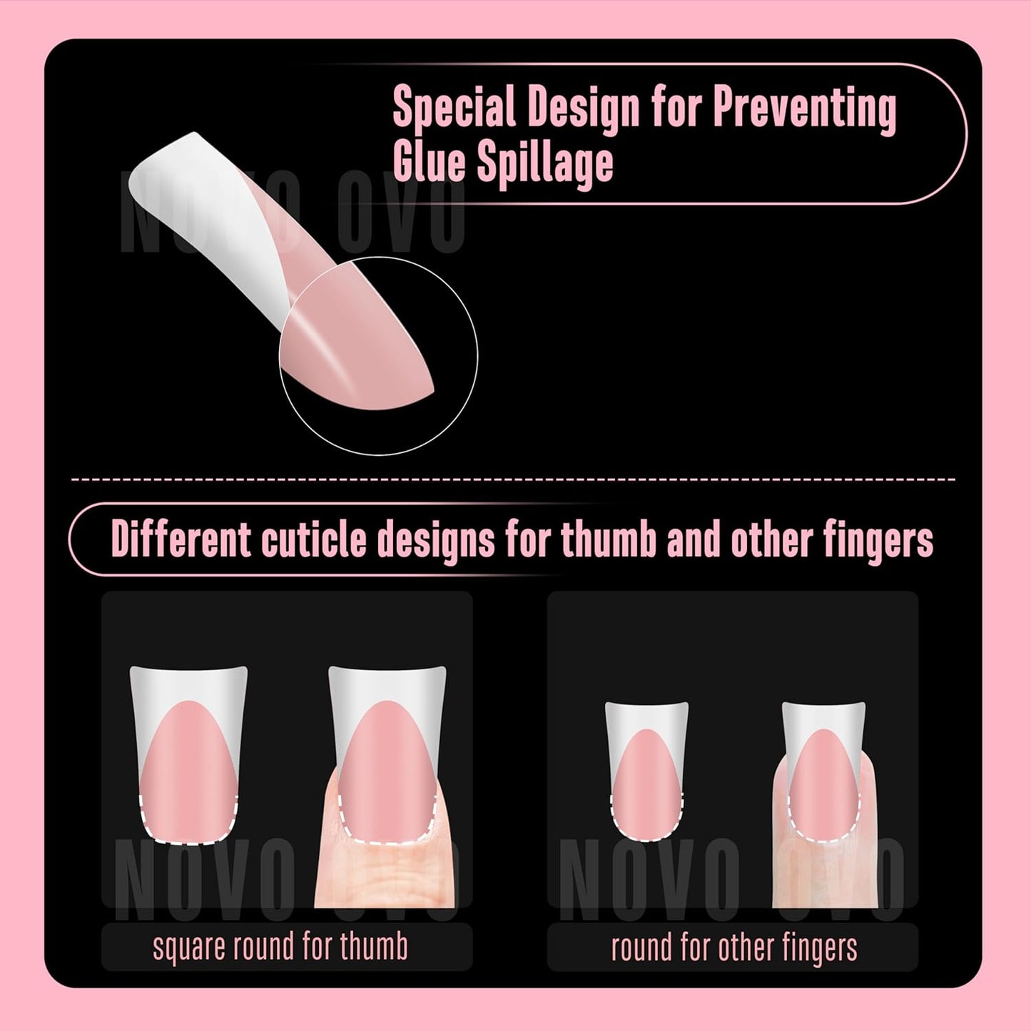 Duck Nails French Tip Baby Pink 12 Sizes 240 Pcs