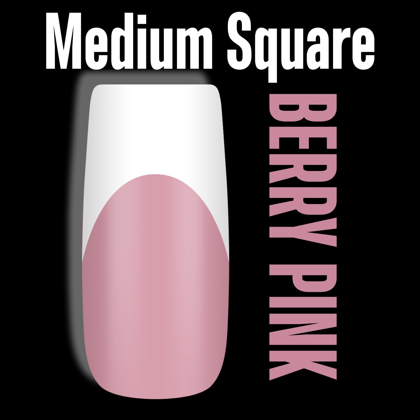 Square Medium White French Tip Berry Pink