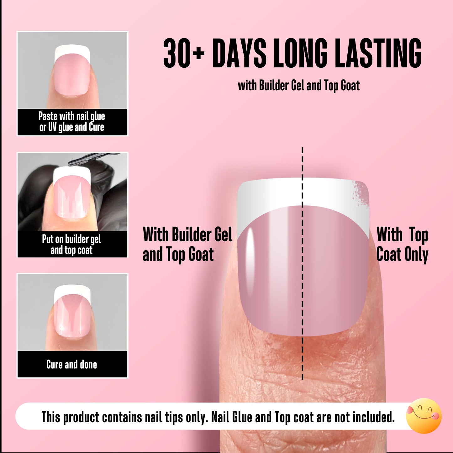 Extra Short Square Round White French Tip BERRY PINK