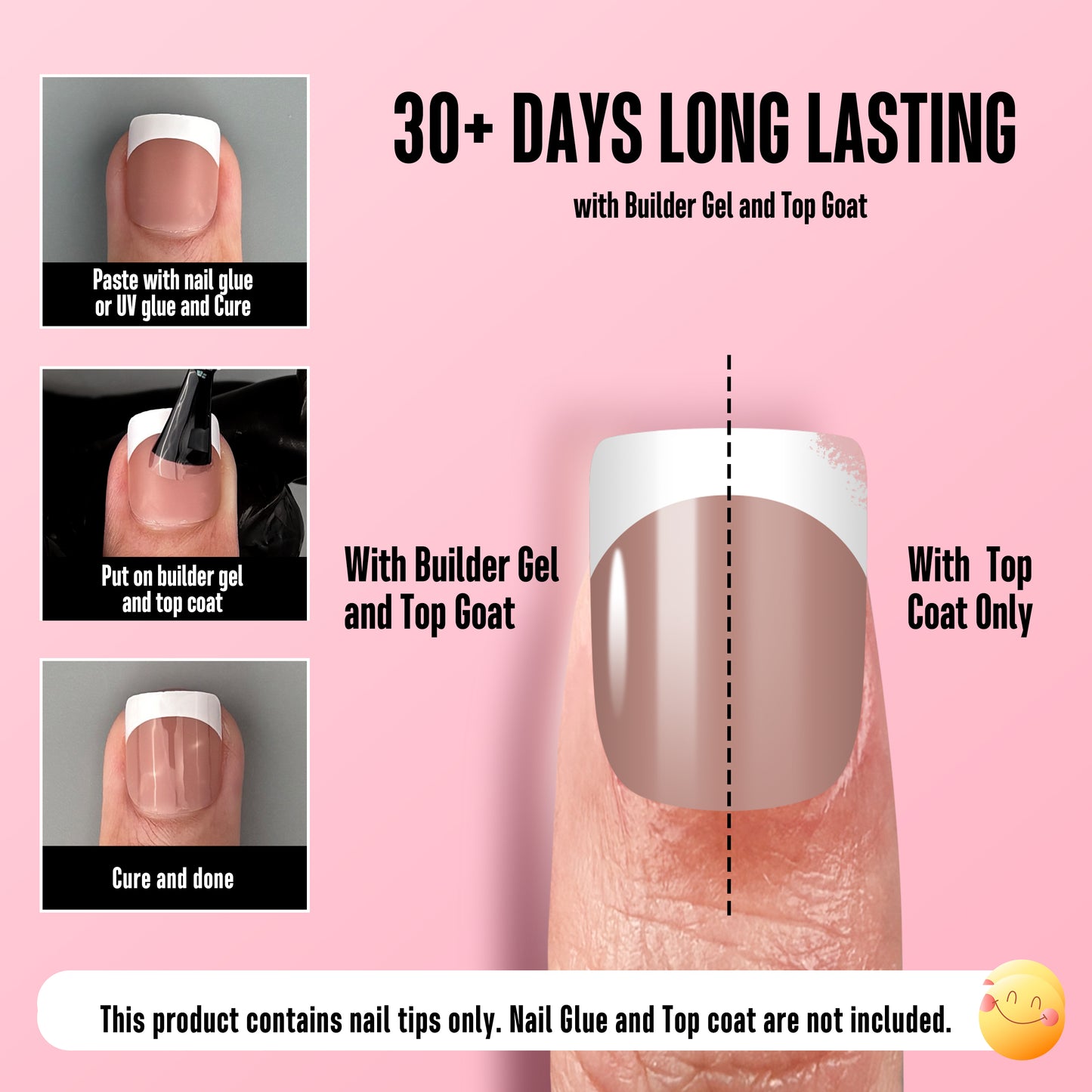 Extra Short XXS Square Round White French Tip BROWN PINK