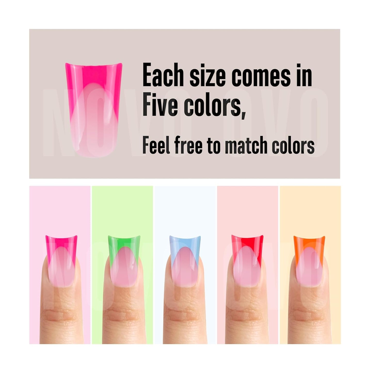 Short French Tip Duck Nail Tips Mix Color 12 Sizes 240 Pcs