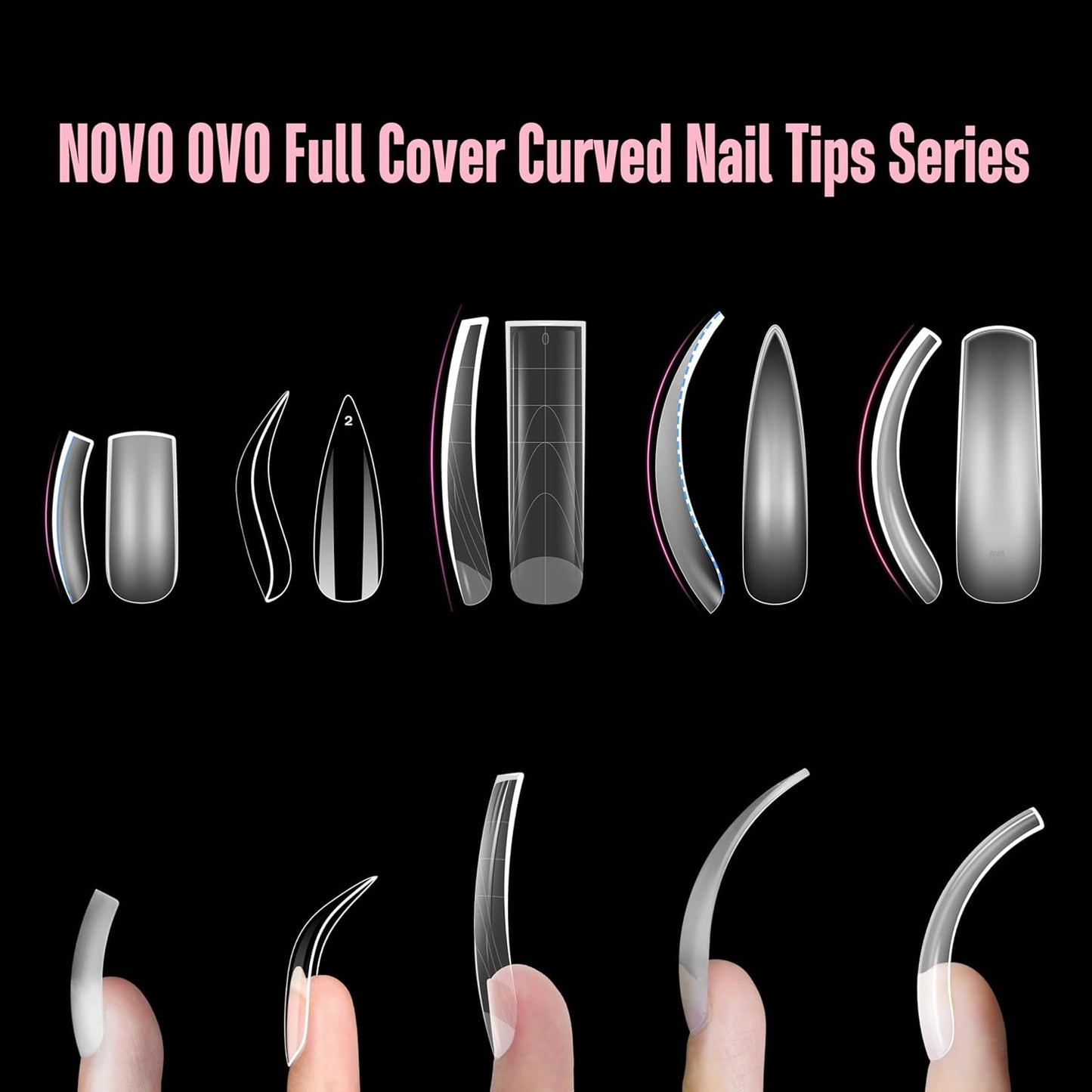 XXL Curved Stiletto Almond Nail Tips
