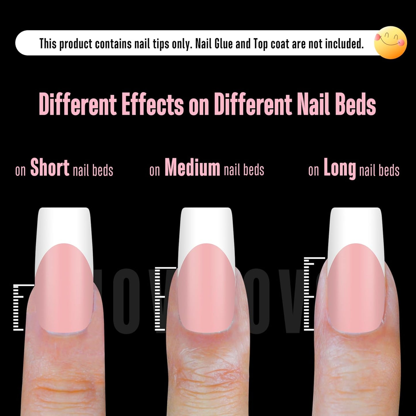 Square Medium White French Tip Baby Pink