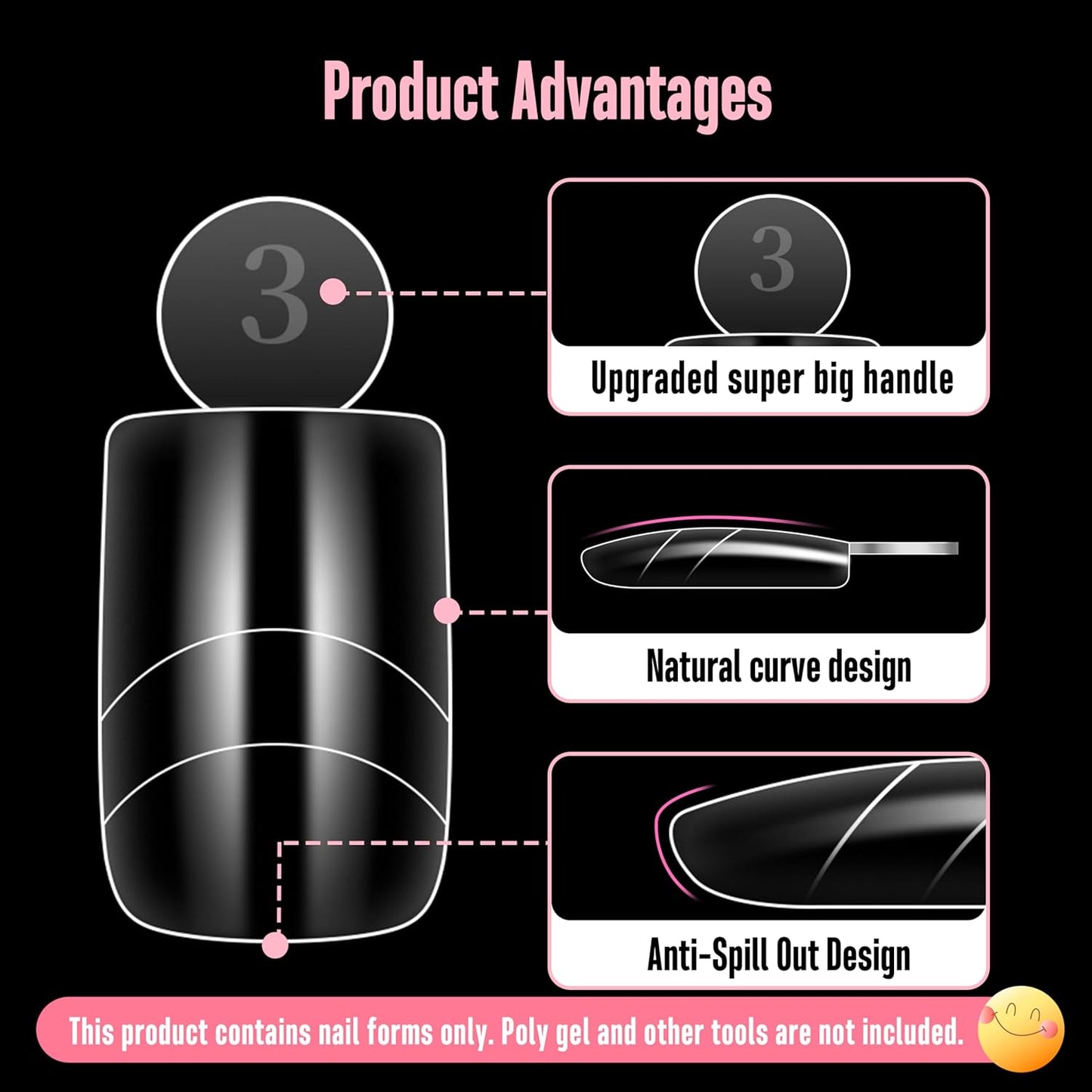 Toe Dual Nail Forms for Poly Gel with Inner French Tips Auxiliary Line