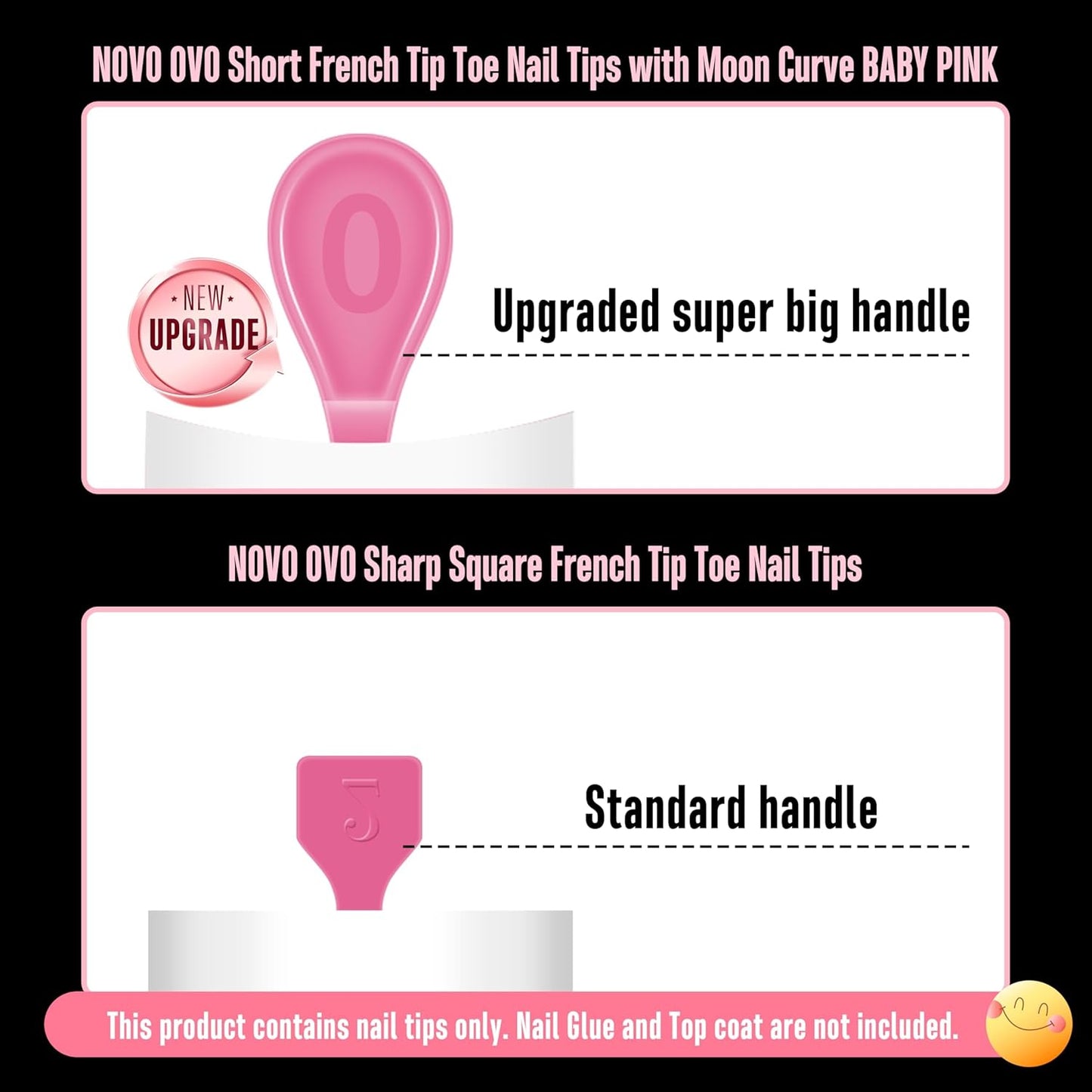 Halloween Short Sharp Square Toe Nail Tips With Moon Curve White French Tip Rose Pink