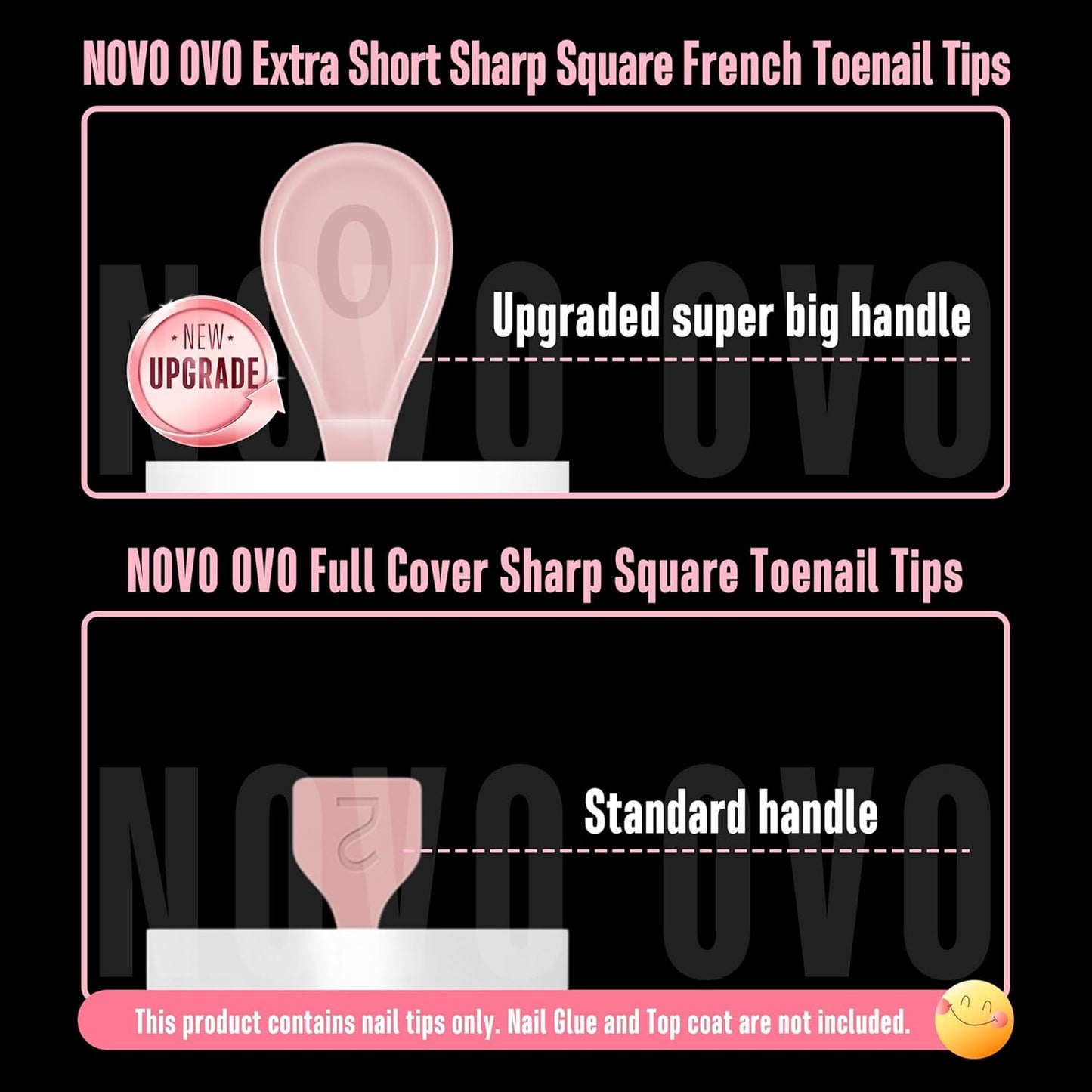 Extra Short Sharp Square Toe Nail Tips White French Tip Baby Pink