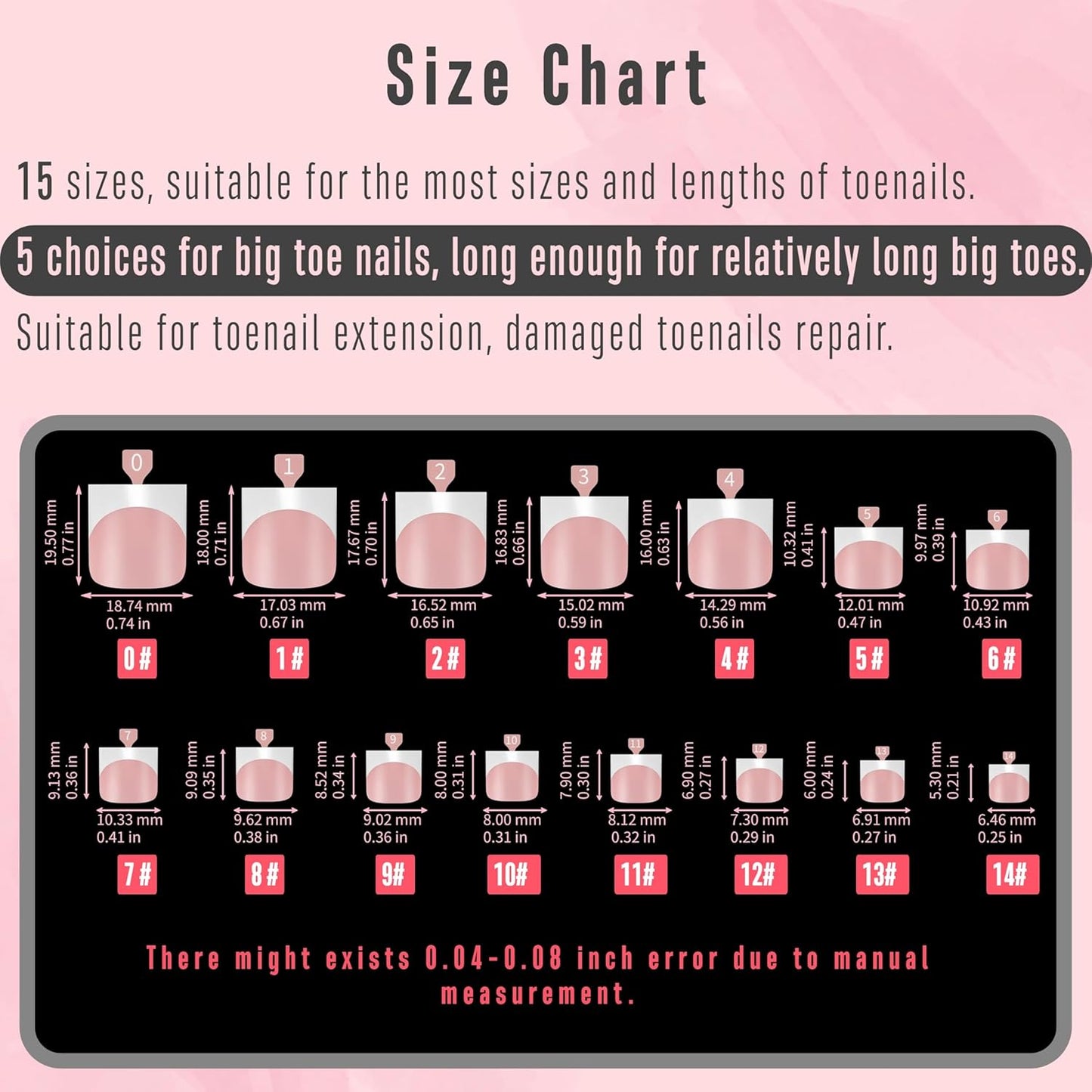 Sharp Square French Tip Toe Nail Tips BabyPink