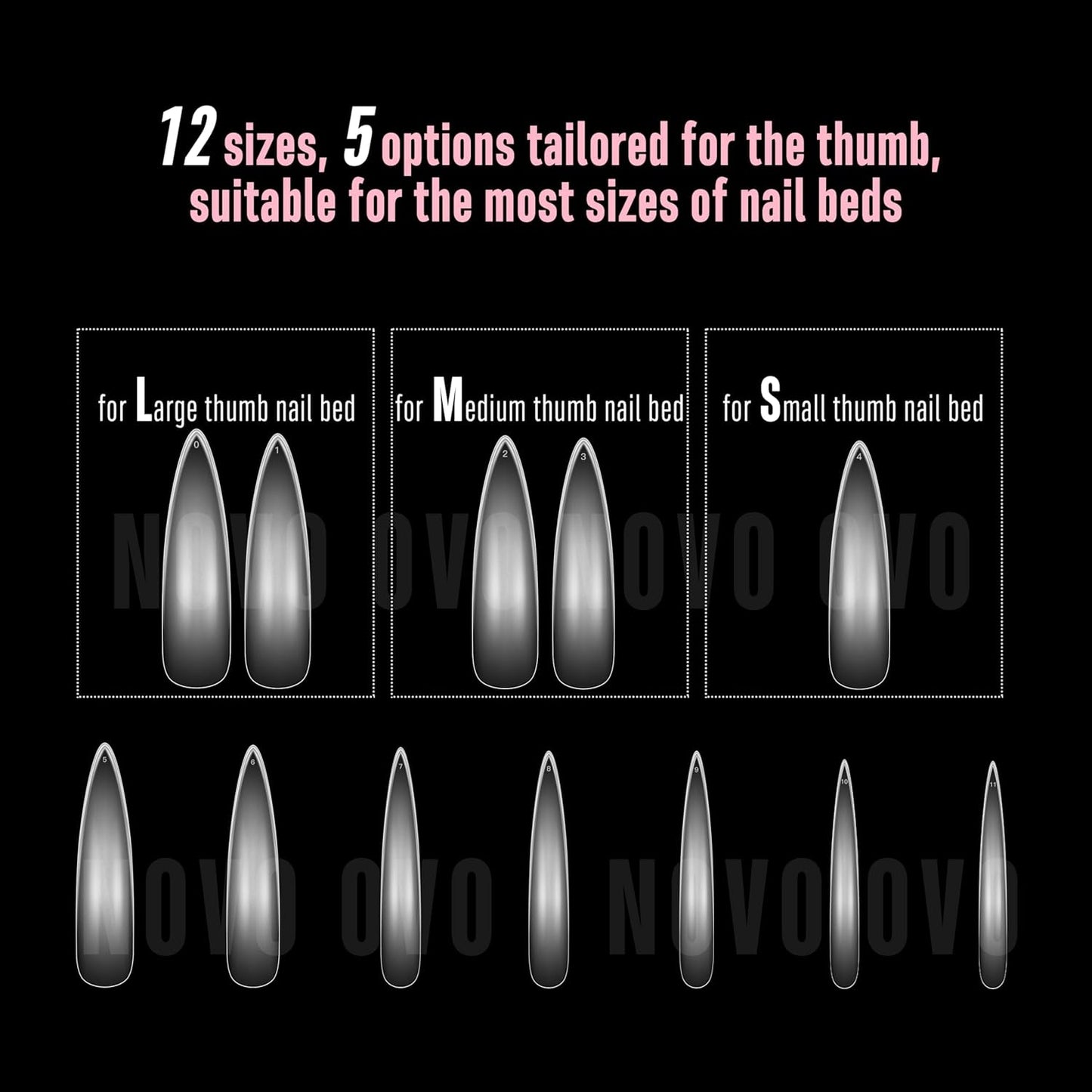 XXL Curved Stiletto Almond Nail Tips